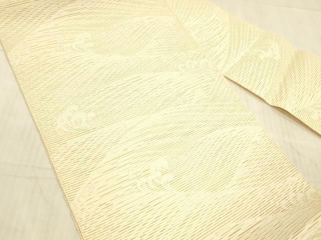 平和屋着物＊夏物 八寸名古屋帯 立波文 薄卵色 正絹 DAAX8881cm