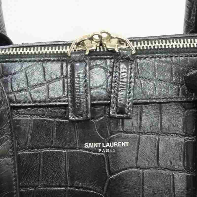 【美品】SAINT LAURENT サンローラン クロコ 型押し ビジネスバッグ サンローランクラシックミュージアム 黒 メンズ ブリーフケース
