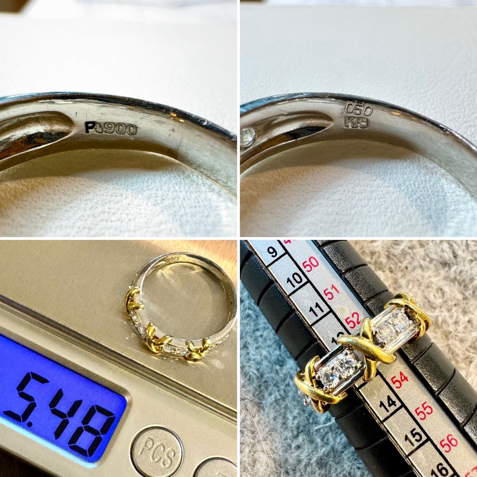 Pt900/K18*13号*ダイヤモンドコンビリング*プラチナ - メルカリ