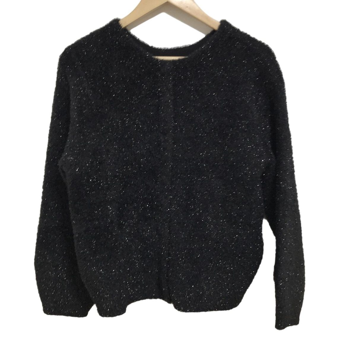 PLS T PLST プラステ カーディガン サイズM レディース - 黒 長袖 ラメ