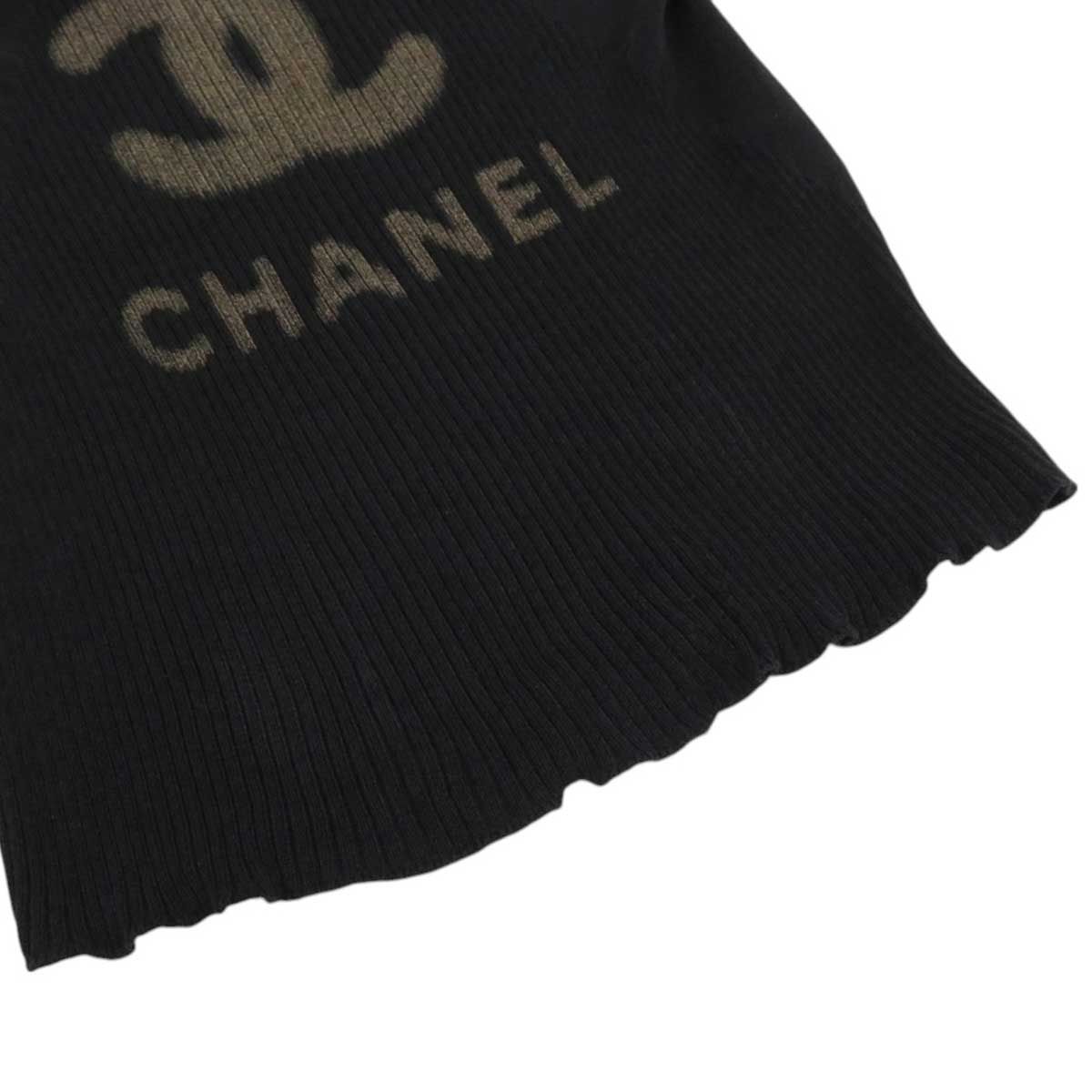 シャネル ココマーク リブ 切替 ショートスリーブ ニット P40676K02966 レディース ブラック CHANEL 中古 【アパレル・小物】 CHANEL - シャネル ココマーク リブ 切替 ショートスリーブ
