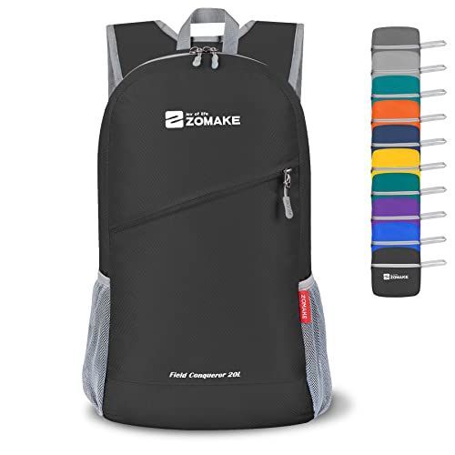 ブラック ZOMAKE アウトドアバック 折りたたみ-リュック 防水 20L 大容量 軽量 登山用 キャンプ 旅行 防災 ランニング 通学 通勤 携帯便利