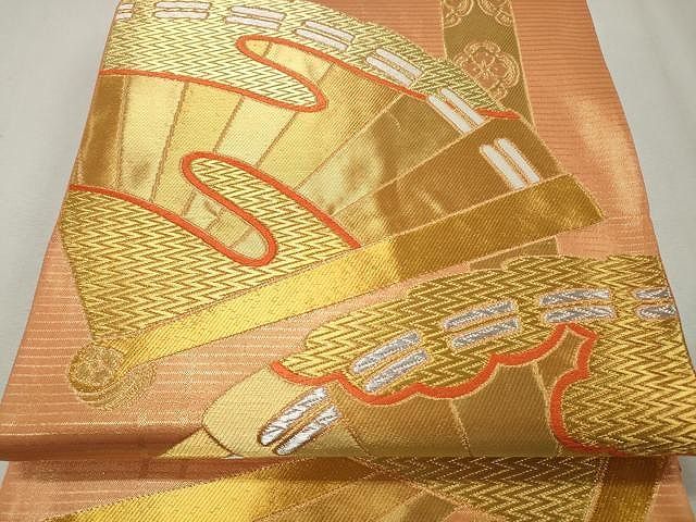 平和屋着物◎西陣の名門 加納幸謹製 六通柄袋帯 唐織 扇面花文