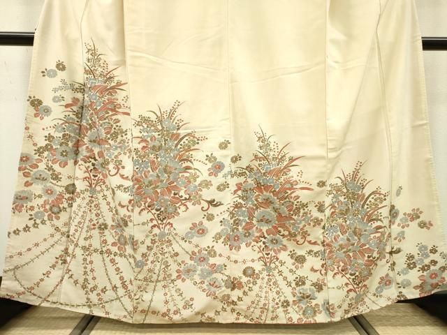 平和屋着物●訪問着　寿光織　花唐草文　金銀糸　正絹　逸品　未使用　AABD6558ph 平和屋着物○訪問着 寿光織 花唐草文 金銀糸 正絹 逸品 未