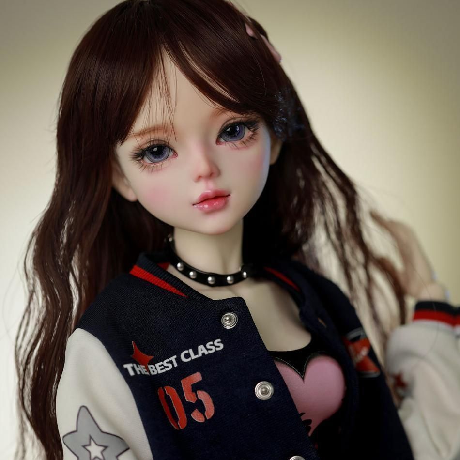 BJD 1|3ドール フルセット 本体 56cm 球体関節人形 眼球 洋服 メイク済 コーデ 全身セット ウィッグ カジュアル 女の子 お人形 着せ替え ドール 手書き 化粧 韓国 美人