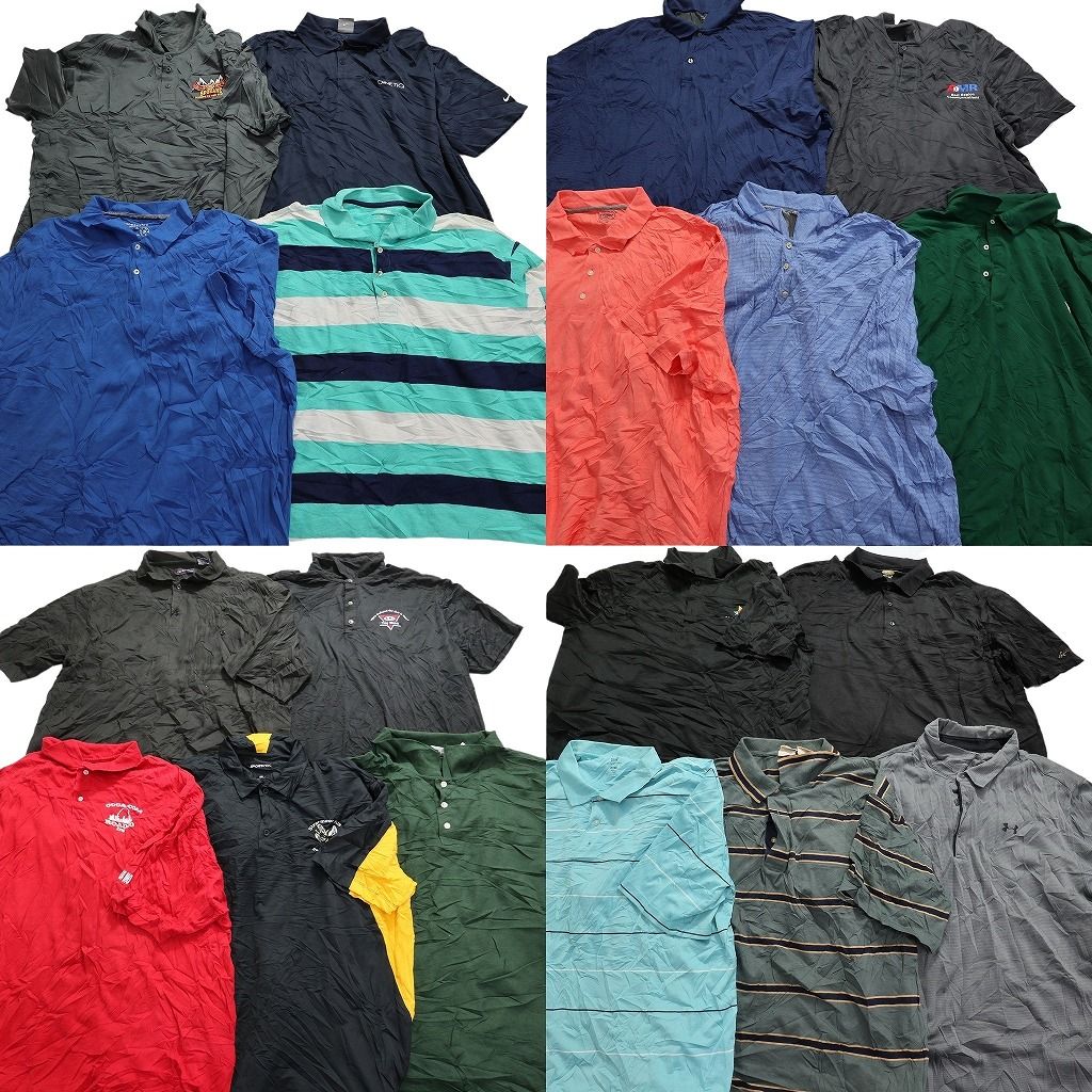 古着卸 まとめ売り ポロシャツ 19枚セット (メンズ 3XL /4XL /5XL ) カラーMIX 無地 ワンポイント ボーダー アンダーアーマー MT4032