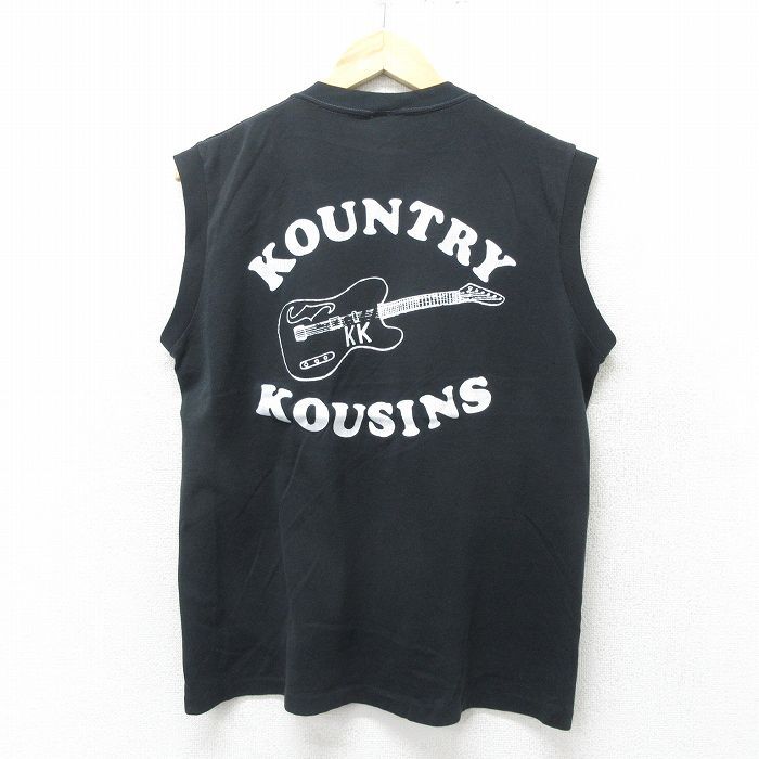L/古着 ノースリーブ ビンテージ Tシャツ メンズ 80s ギター クルーネック 黒 ブラック 24jun27 中古