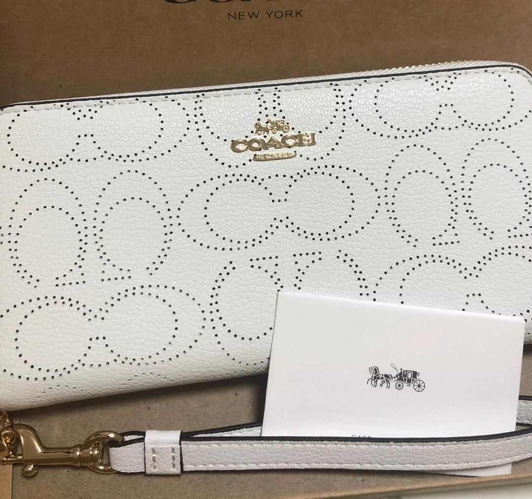 COACH コーチ 新品 ホワイト 長財布 レディース 財布 黒 086 - TR_Shop