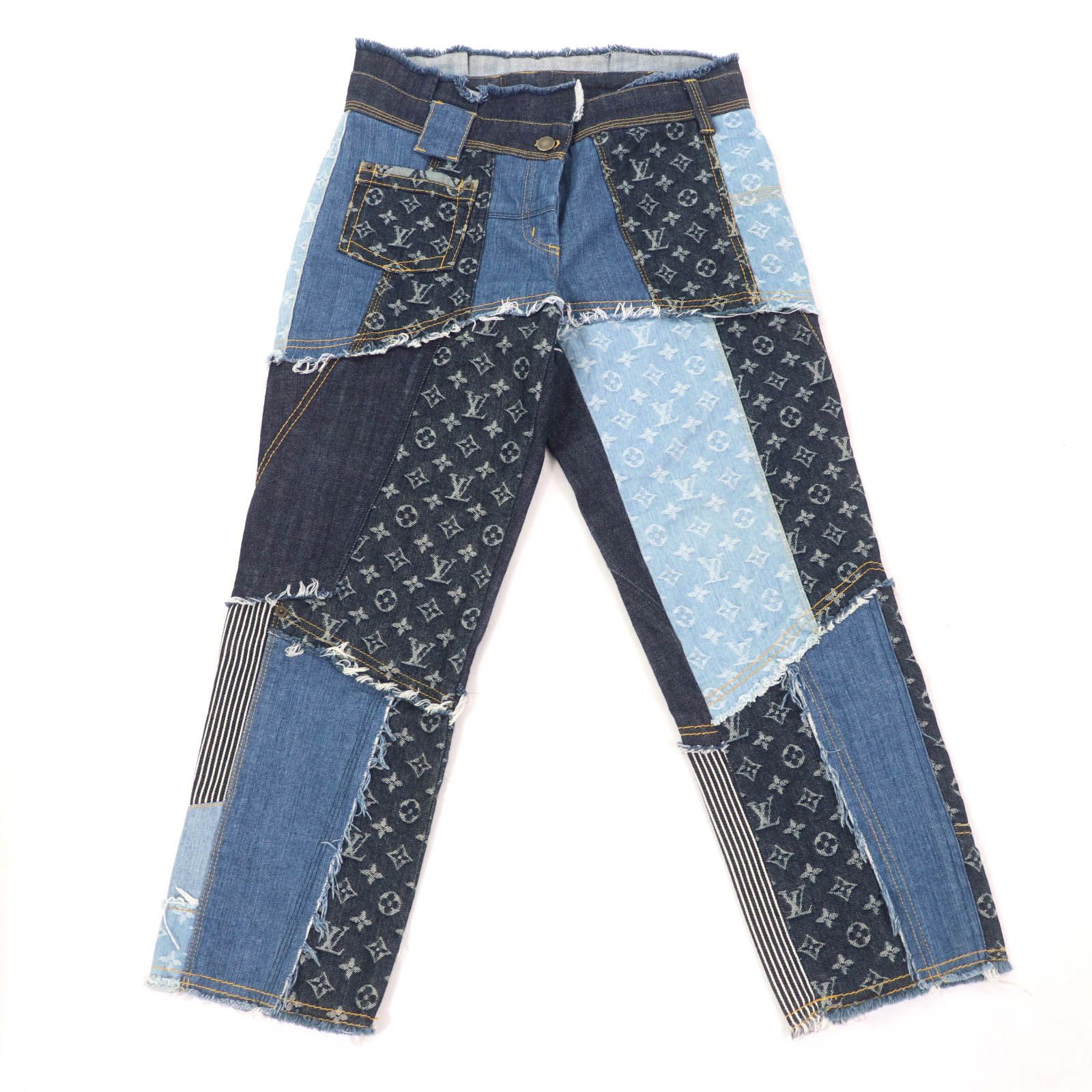 極美品⭐️ LOUIS VUITTON パッチワーク デニムパンツ ジーンズ 38 極美品☆LOUIS VUITTON ルイヴィトン 07SS 希少 ロゴボタン付