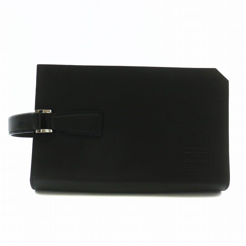 ポーター PORTER 吉田カバン セカンドバッグ クラッチバッグ レザー Wファスナー ロゴ 黒 ブラック |XZ GY18