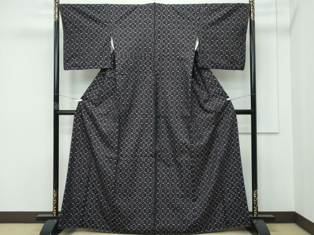 平和屋本店□極上 本場琉球 読谷山花織 紬地 蝋色地 逸品 未使用