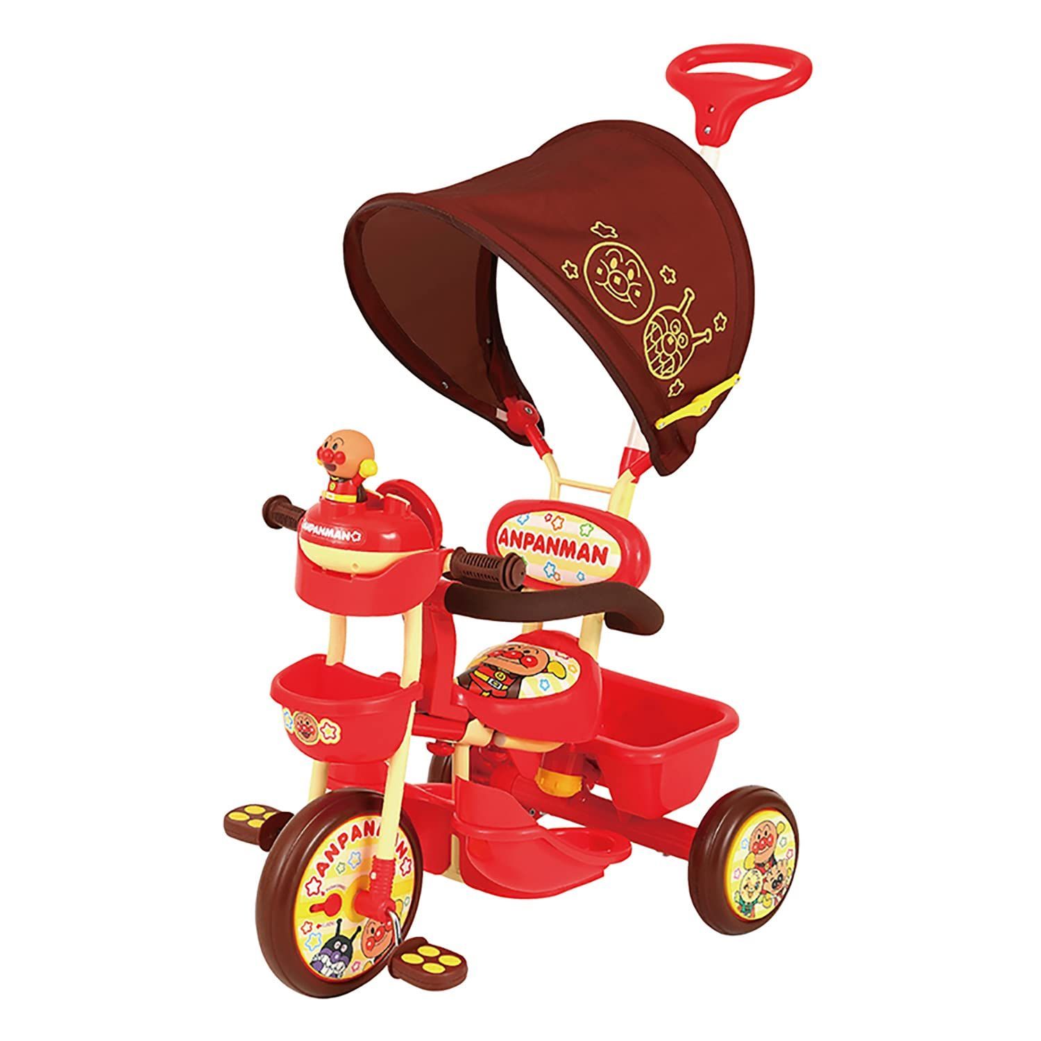 【新着商品】アンパンマン 0210 三輪車 ブザー付 1.5歳から カジキリ押棒 おでかけ三輪車アンパンマンSP サンシェード フル装備 ジョイパレット フリーペダル