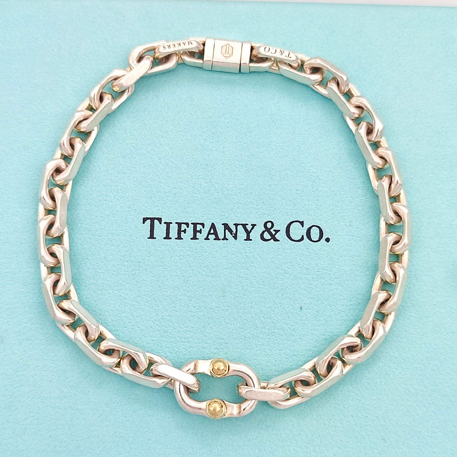 【美品】Tiffanyティファニー1837メイカーズナローチェーンブレスレットシルバー925ｘK18