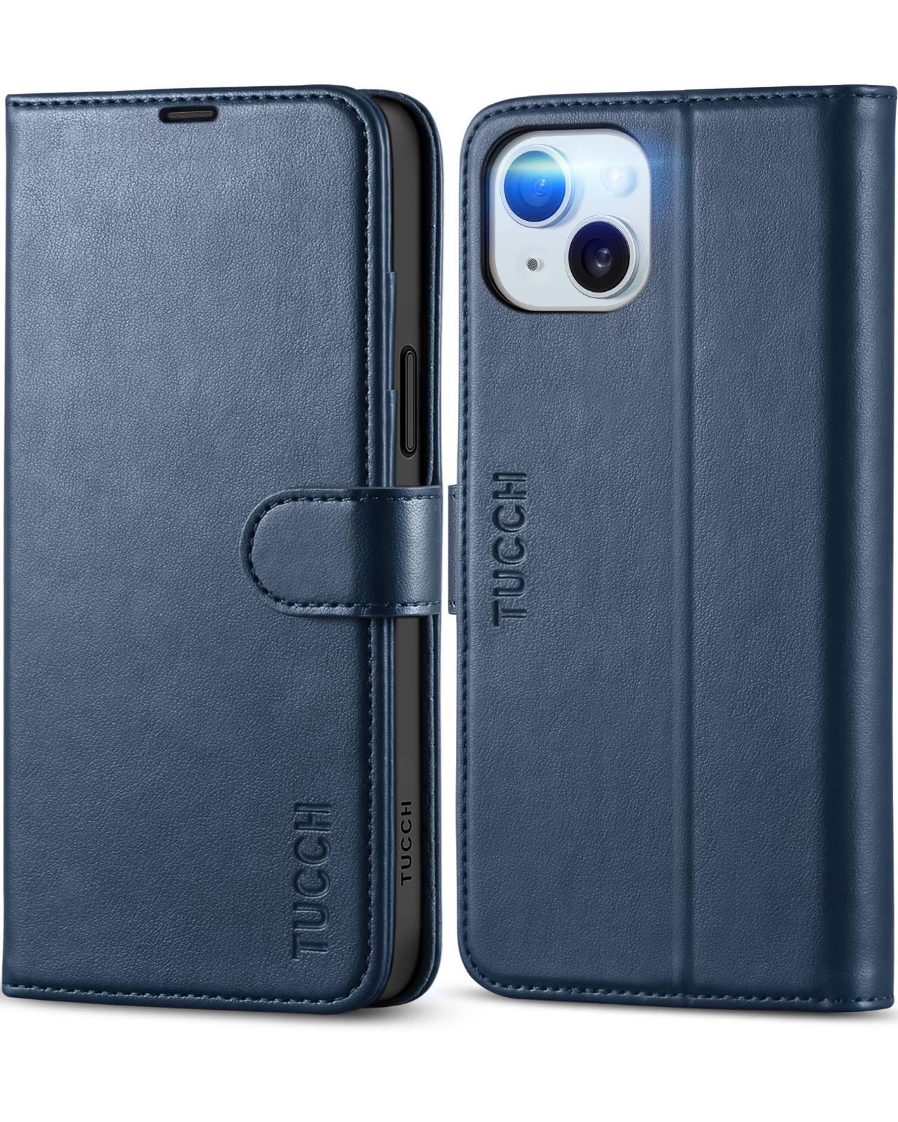 TUCCH iPhone15 Plus 対応 ケース手帳型 iPhone 15 Plus ケース 手帳型 [RFIDブロッキング] カードポケット 衝撃吸収 TPU素材 高級PU合皮 横置きスタンド 留め具式 マグネット iPhone15プラスケー