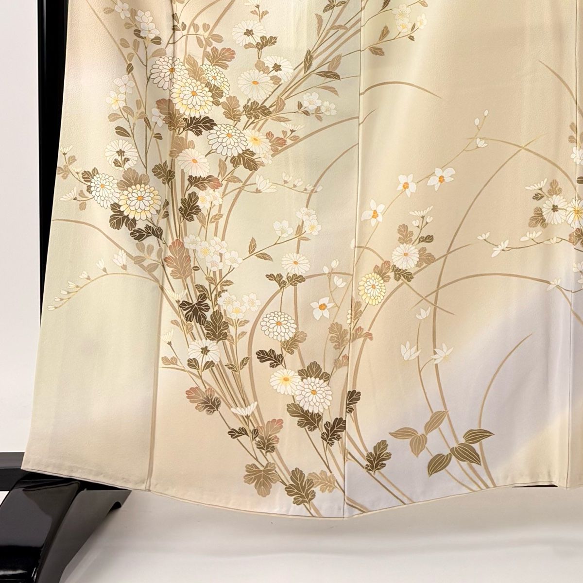 訪問着 身丈160cm 裄丈65cm M 袷 袋帯セット 菊 草花 金彩 ぼかし