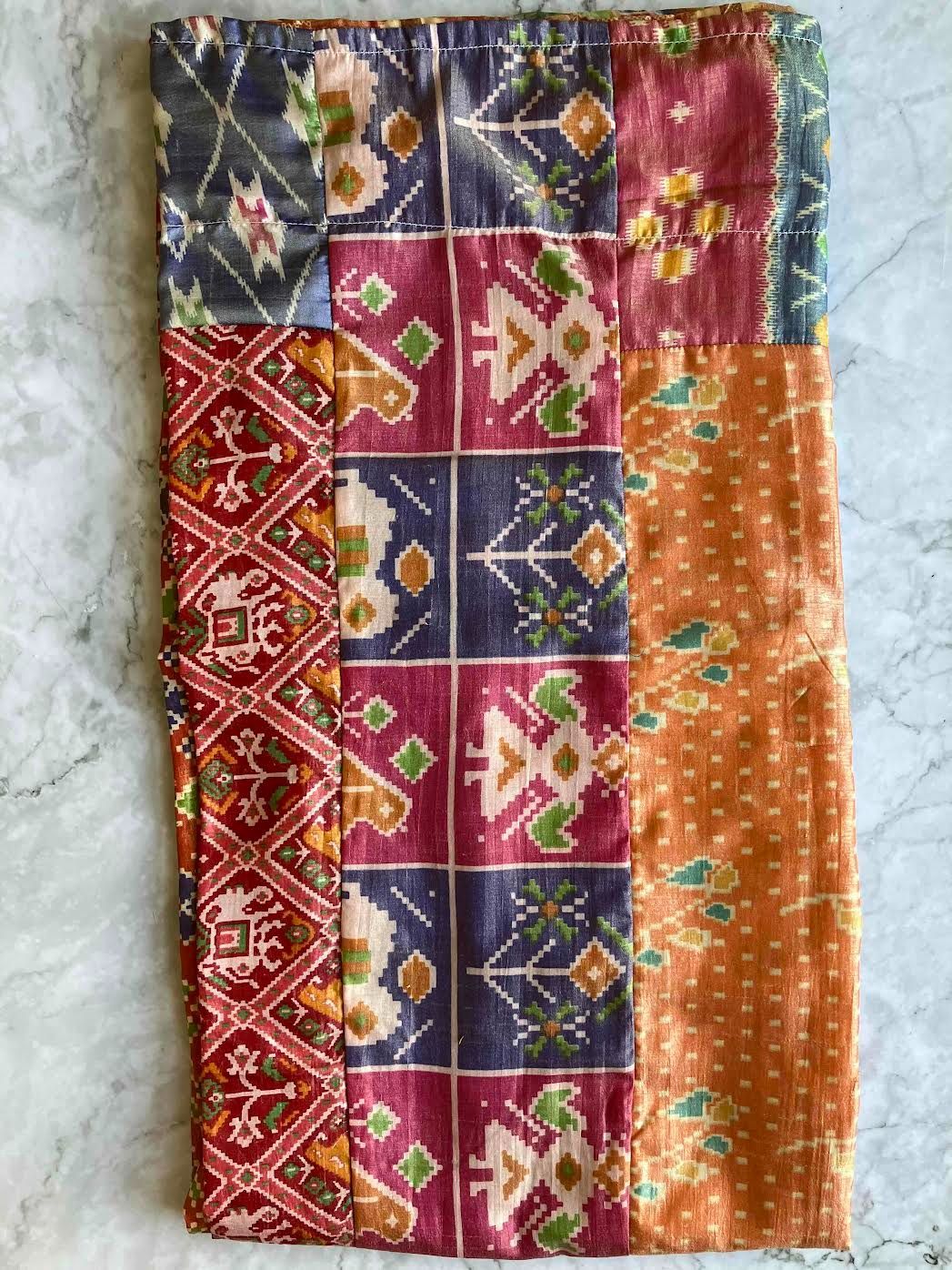 シルク パッチワーク カーテン インドサリー #A12 シングル