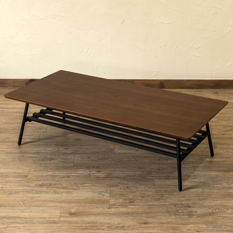 リビングテーブル 折りたたみ式 棚付き 折れ脚 センターテーブル 120cm