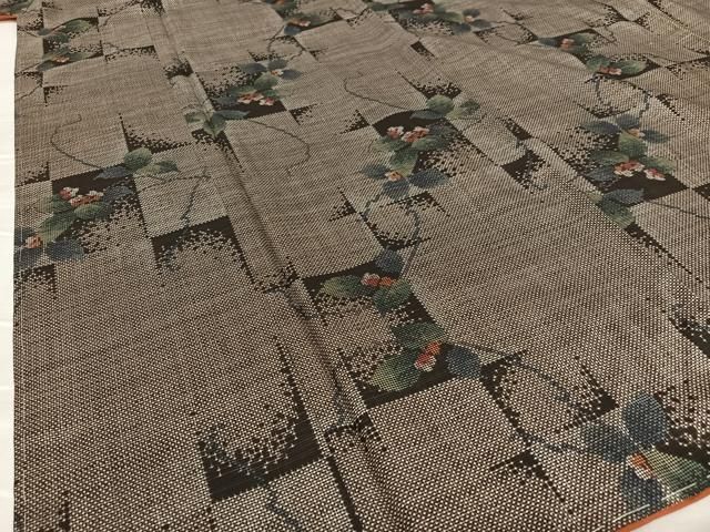 平和屋着物○本場大島紬 純泥染め 手織り 一元7マルキ 色紙花文