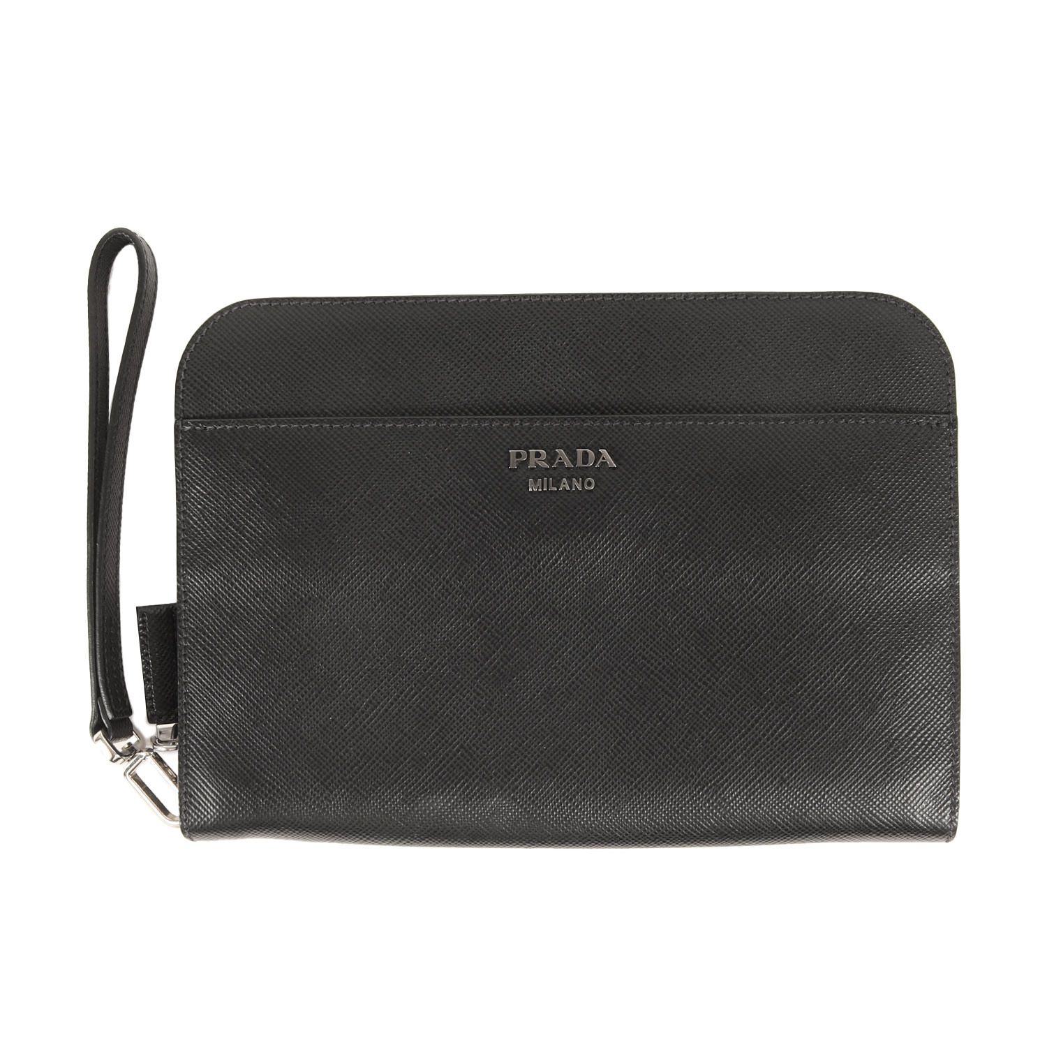PRADA プラダ バッグ | サフィアーノ レザー クラッチバッグ 2VF019 2FAD | オーガナイザー ケース | ブラック | イタリア製 | ブランド メンズ
