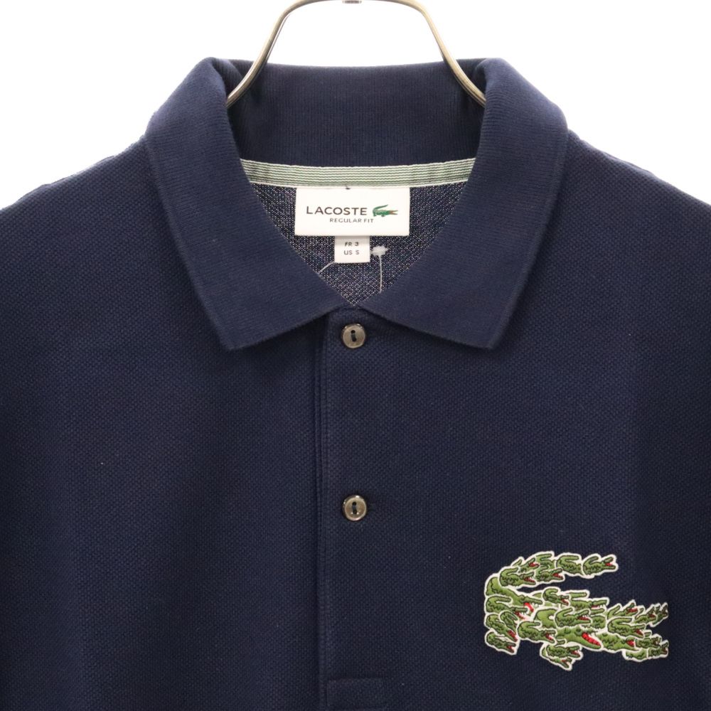 LACOSTE (ラコステ) マルチ ワッペン ロゴ ポロシャツ 半袖 ネイビー