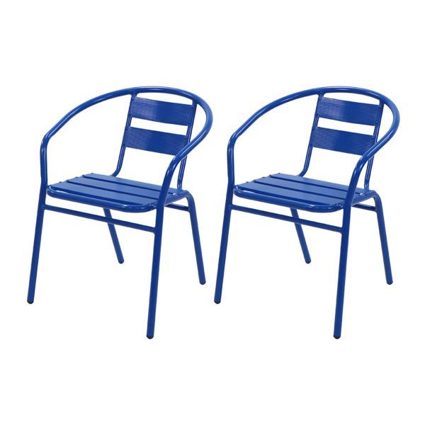 アルミ ガーデンチェア 4脚セット 青 スタッキング可能 アルミ製