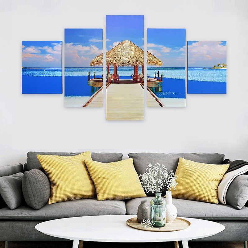 インテリアアートパネル 油彩絵画 総長150×総高80cm 5枚セット 103