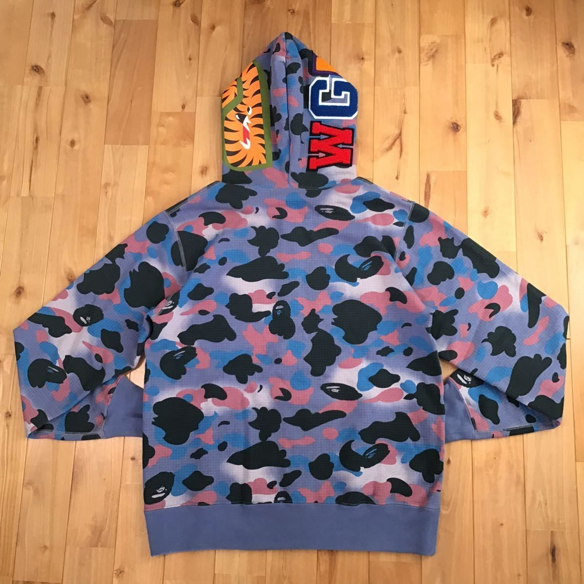 ★蓄光★ Grid Camo SHARK FULL ZIP HOODIE Lサイズ a bathing ape BAPE シャーク パーカー エイプ  ベイプ アベイシングエイプ 迷彩