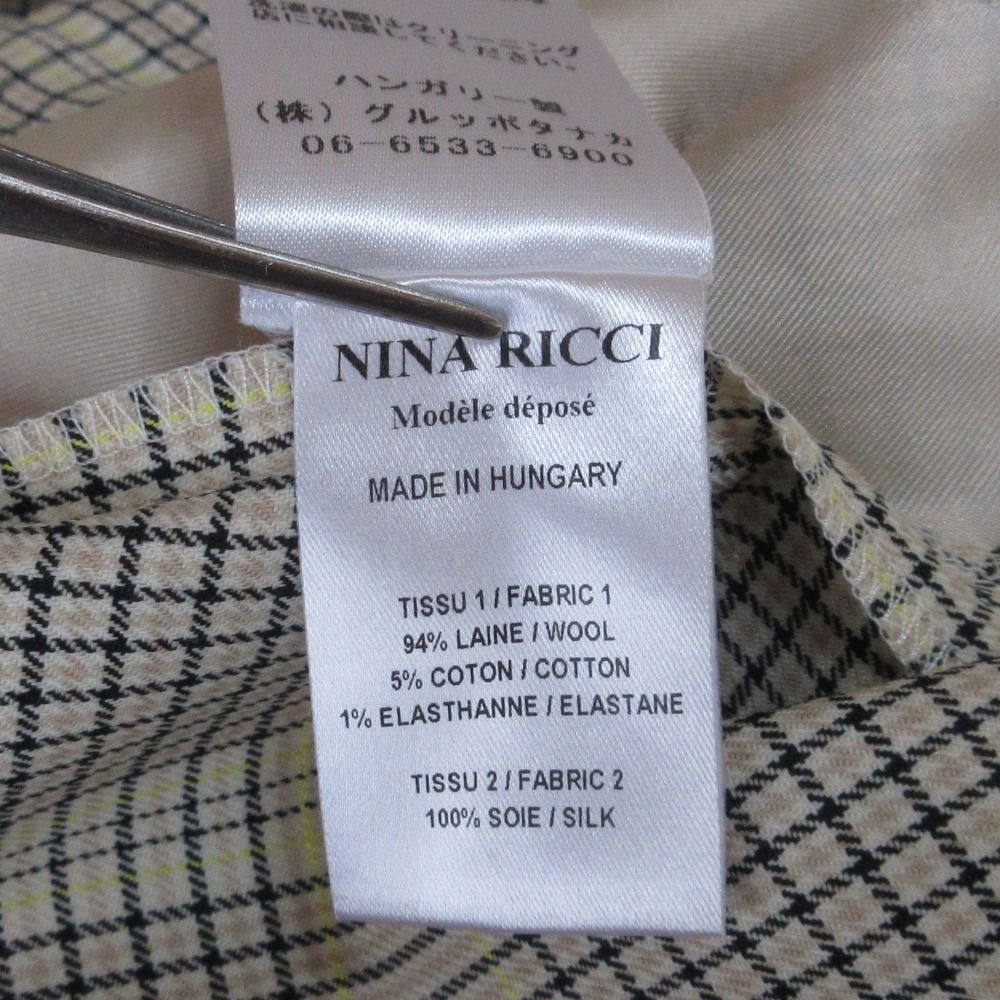 美品 20AW NINA RICCI ニナリッチ チェック柄 スリットヘム スラックス  