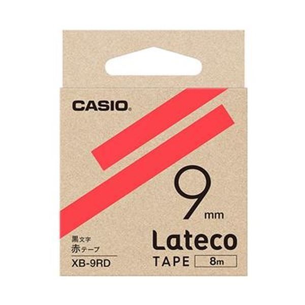 （まとめ）カシオ ラテコ 詰替用テープ9mm×8m 赤/黒文字 XB-9RD 1個
