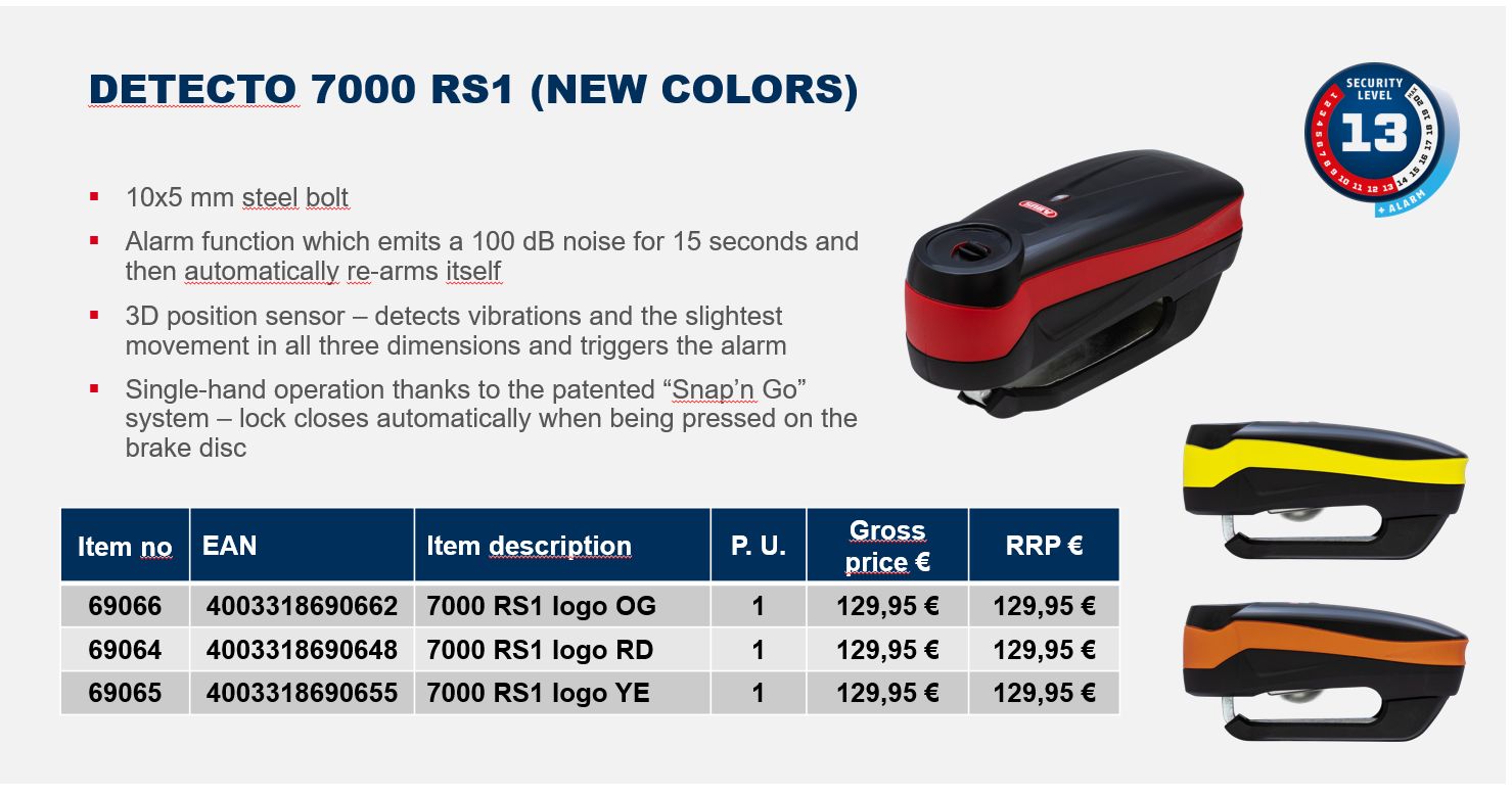 アブス ABUS Detecto 7000 RS Sonic Red ＋ RECRIA(レクリア)ディスクロックリマインダー - メルカリ
