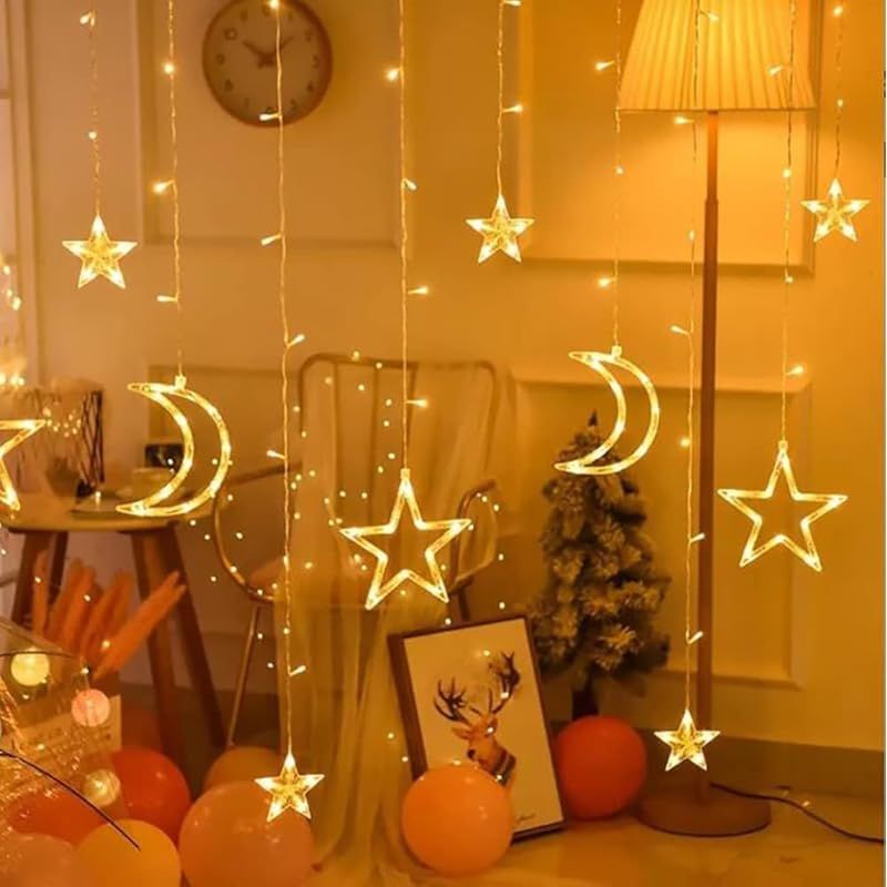 クリスマス イルミネーション 屋外 ソーラー イルミネーションソーラー ライト 星 月 カーテンライト 長さ3.5m リモコン付 防水 おしゃれ かわいい 室内 電飾飾り 省エネ クリスマス パーティ