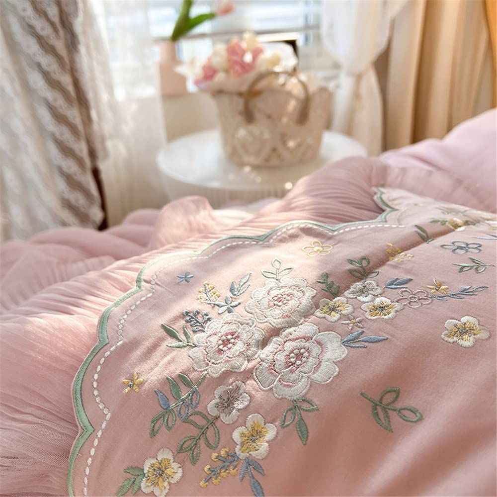 リバティフラワー柄 掛け布団カバーSL150×210ピロケース 3枚刺繍高級 最高家具・インテリア - リバティフラワー柄 掛け布団カバーSL150×210