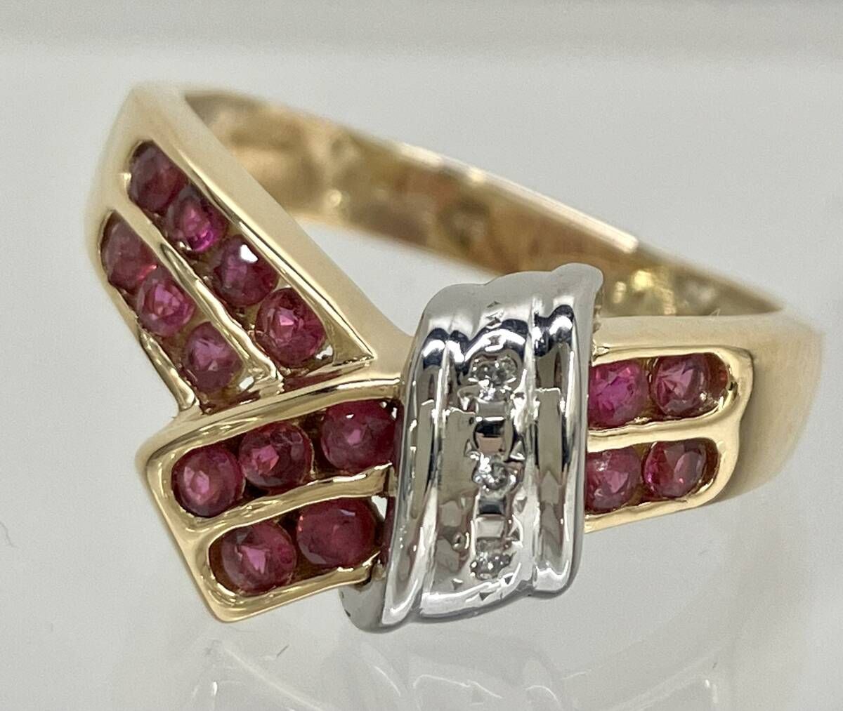 K18/PT900天然ルビーダイヤモンドリング 天然ルビー1.06ct 天然ダイヤモンド0.51ct PT900 リング 鑑別
