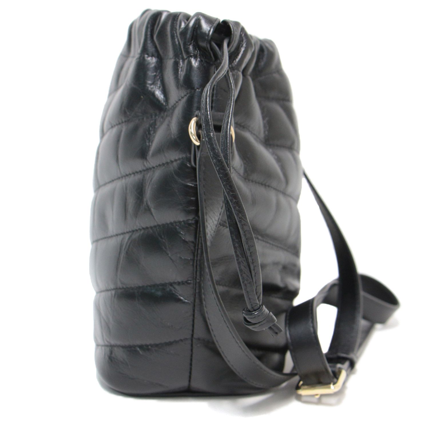 【美品】A.P.C. アーペーセー バッグ ショルダーバッグ 21秋冬 ブラック 黒 FREE 巾着 キルティング sac meryl seau  かわいい 女性 トレンド 肩掛け 斜めがけ