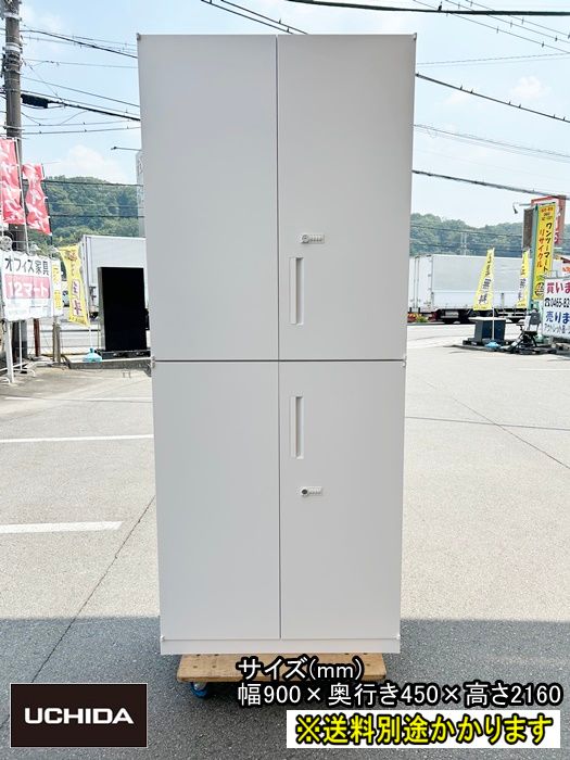 一部地域送料無料 内田洋行 両開き書庫 上下セット ダイヤル錠 ホワイト F-HB-551-0825A