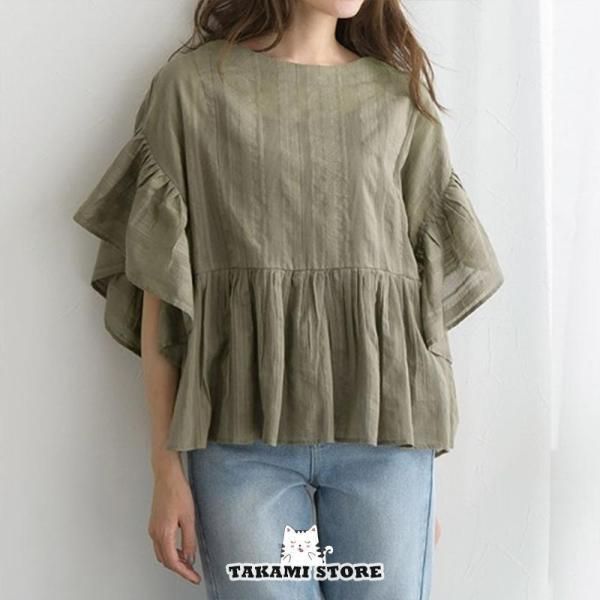 ブラウス tシャツ レディース 春 夏 トップス 綿シャツ シャツ 綿 ラウンドネック 半袖 ティアードスリーブ レディース売れ筋商品|||ファッションSX234 楽天市場】ブラウス tシャツ レディース 春 夏 トップス 半袖
