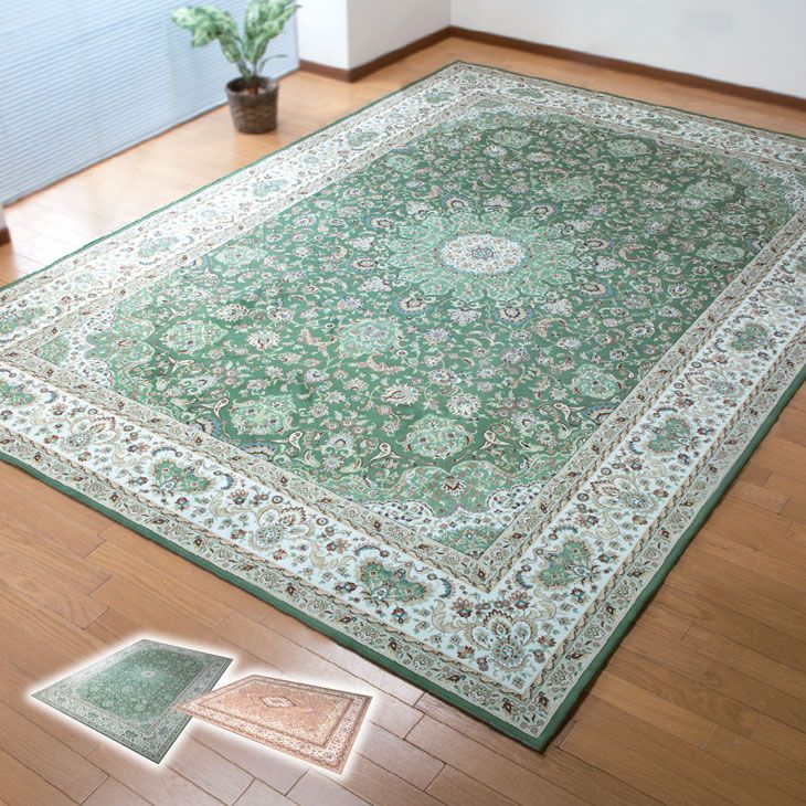 カーペット 正方形 200×200cm 撥水加工 ホットカーペット対応 絨毯 ラグカーペット ラグ ラグマット 敷物 ペルシャ風 ペルシャ絨毯風 オリエンタル ペルシャラグ風 高級感 リビング 裏面滑り