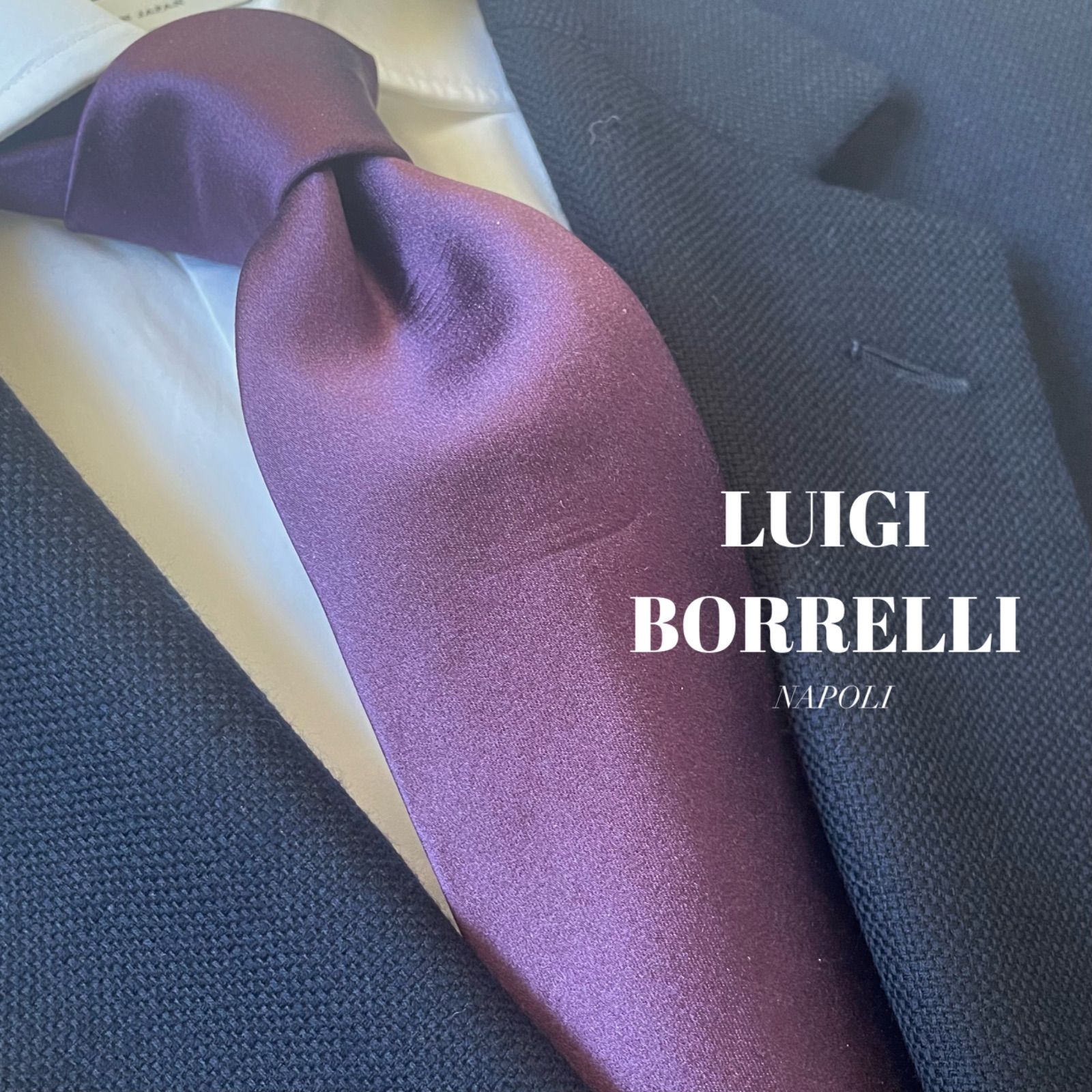 LUIGI BORRELLI / 3つ折りシルクソリッドネクタイ