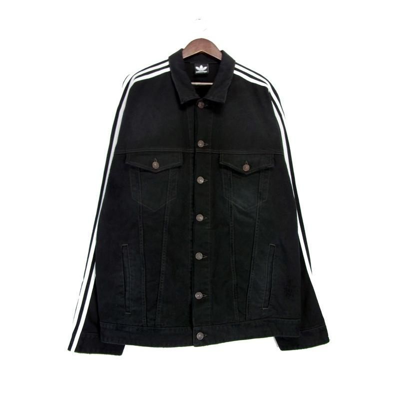 バレンシアガ BALENCIAGA  × アディダス adidas 23SS 【 724775 TNW64 】 サイド ライン ダメージ加工 デニム ジャケット　w21814