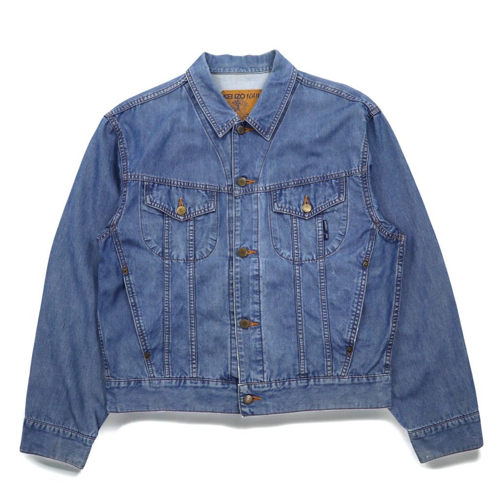 KENZO jeans 90年代 葛飾北斎タグ デニムジャケット Gジャン L ブルー