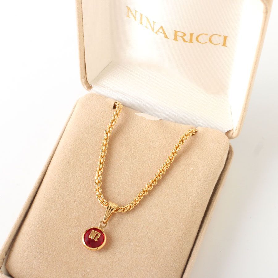 MHR0208 美品 NINA RICCI ニナリッチ ネックレス レッドストーン 