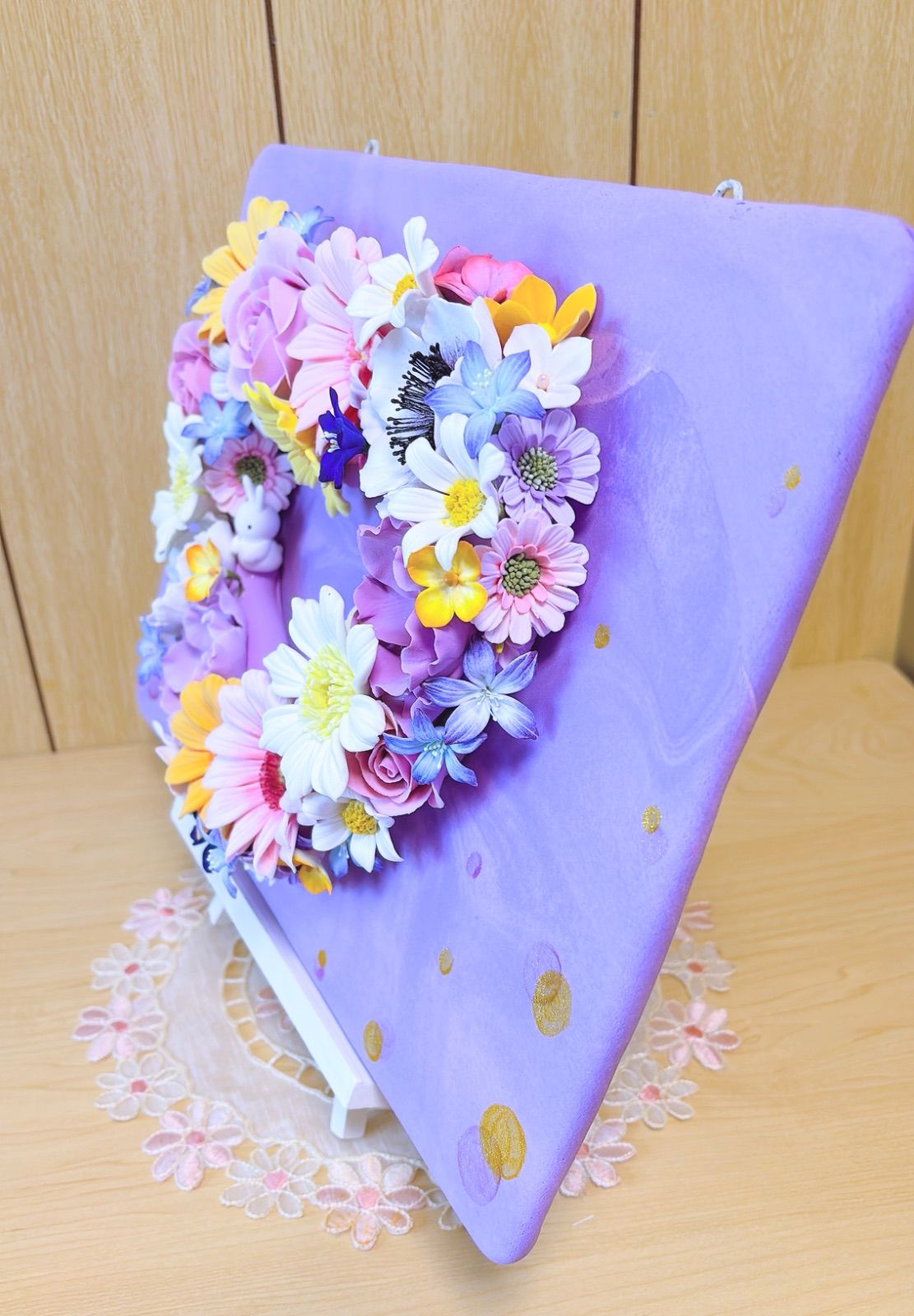 クレイフラワー ハートの壁掛けアレンジ