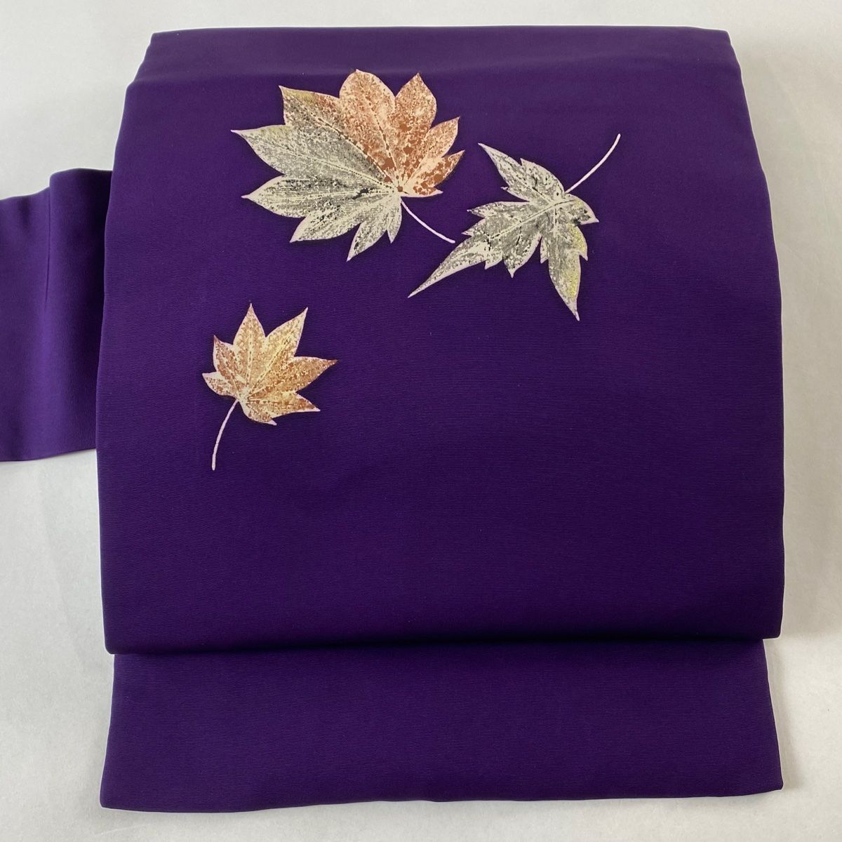 名古屋帯 美品 優品 葉 金彩 濃紫 正絹 【中古】 美品】 名古屋帯 優品 葉