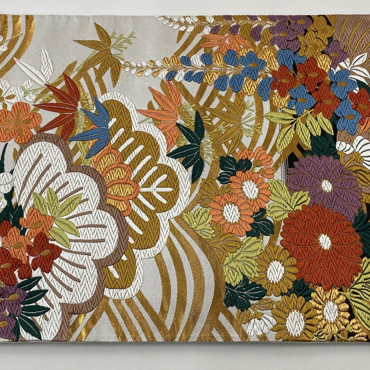 美品】 袋帯 秀品 松竹梅 波 唐織 箔 灰色 六通 正絹 【中古】 - メルカリ