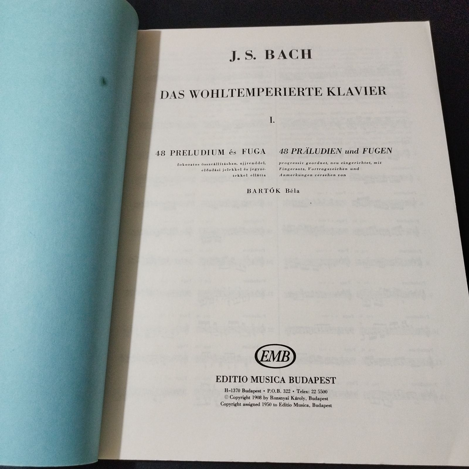 ピアノ楽譜　平均律　バルトーク編 DAS WOHLTEMPERIERTE KLAVIER Band 1-2(Japanese) - 平均律