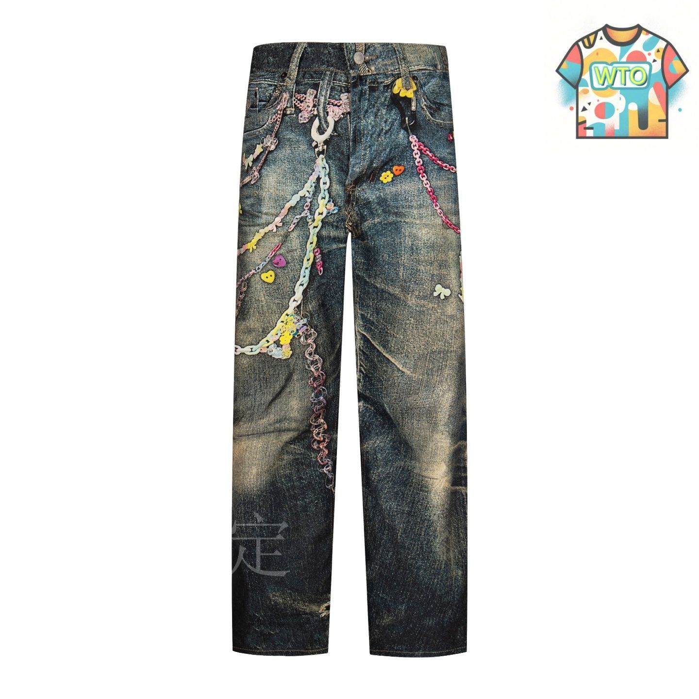 ◆ACNE STUDIOS プリントローライズスリムジーンズ Acne Studios - レギュラーフィットジーンズ - 2021F - ミッドブルー
