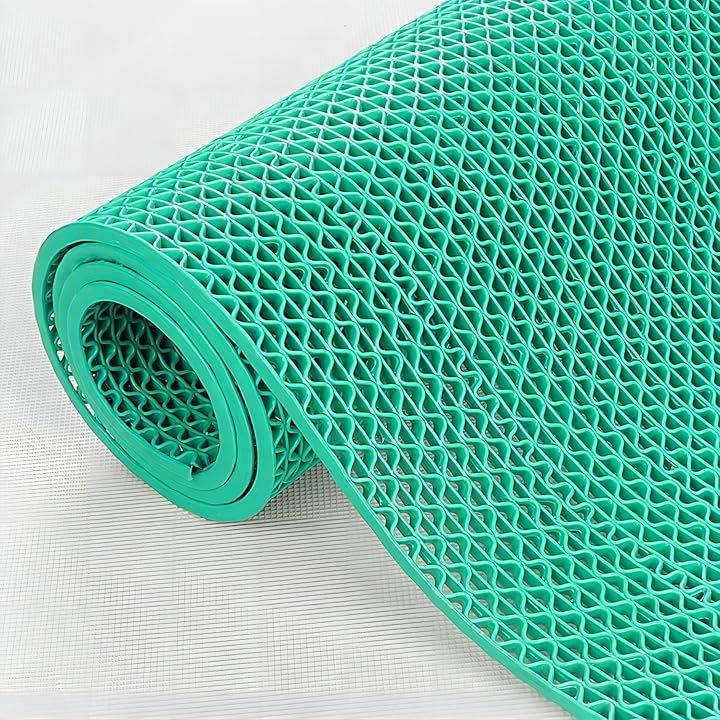 PANCY 業務用滑り止めマット PVC ゴムマット 歩行滑り止めマット 厚さ4.5mm 透水マット 穴あき 風呂マット プール下マット 玄関マット 屋外 抗菌 速乾 グリーン 1.2X10M