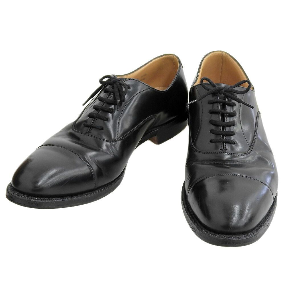 ブラックレザーキャップトゥドレスシューズ ブルレザーキャップトゥ