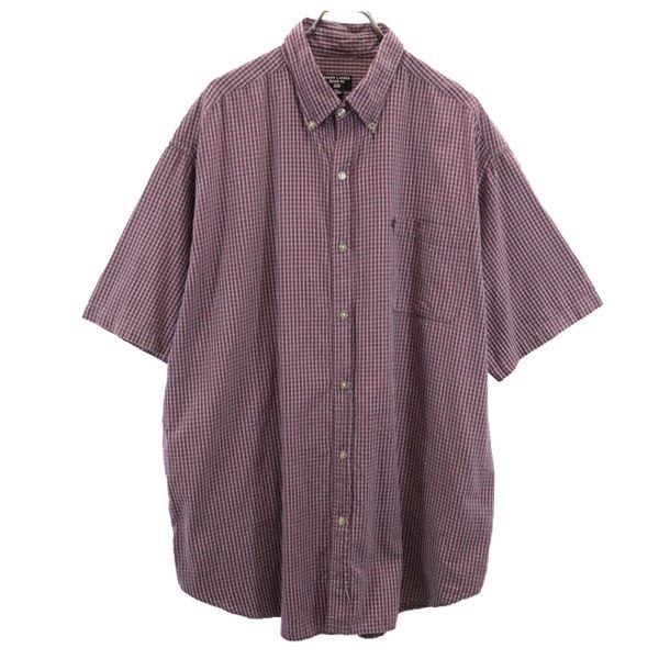 ラルフローレン ビッグサイズ チェック 半袖 ボタンダウンシャツ XXL レッド系 RALPH LAUREN メンズ 【中古】  【230905】 メール便可