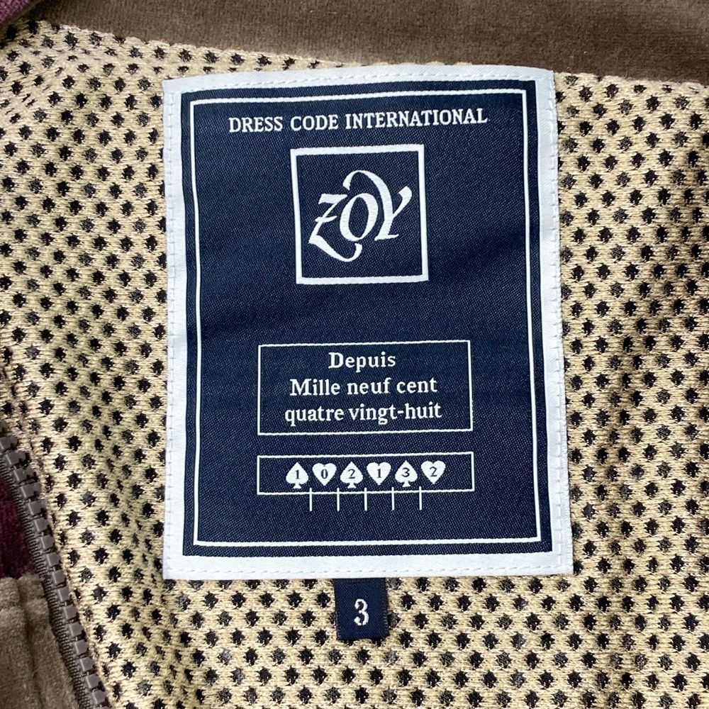 ユニバーサルな サイズ 3 ZOY ゾーイ 蓄熱切替 ベロア ジップジャケット パープル系 240101393266 ゴルフウェア メンズ ストスト